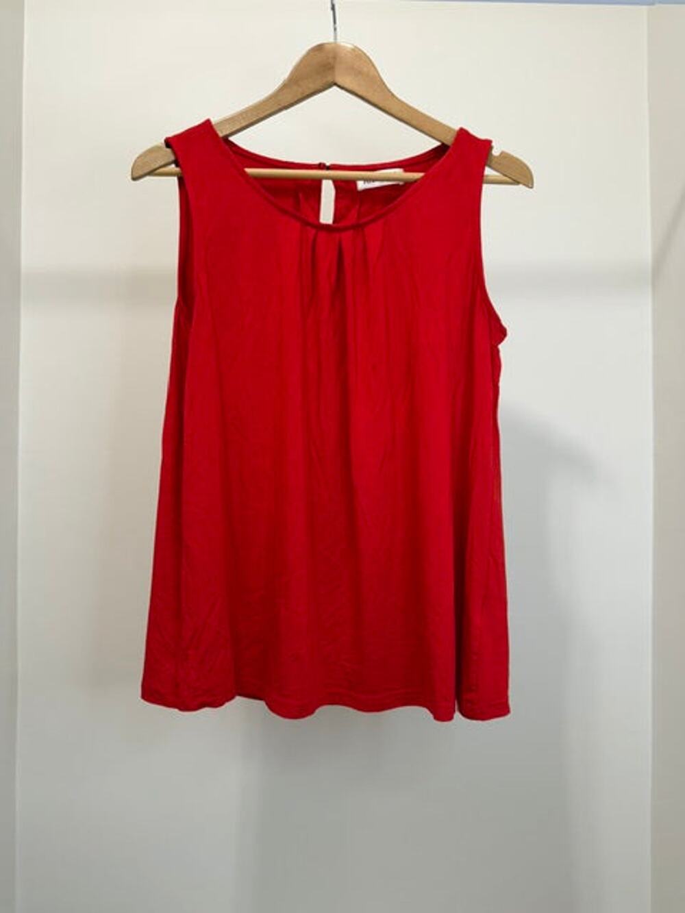 iGENJUN Red Sleeveless Tank Top Flowy A Line Stretch Knit SzL